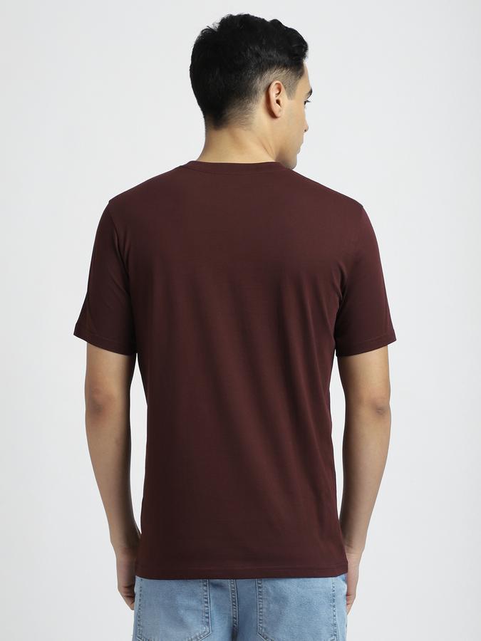 R&B Men's Burgundy Printed T-Shirt