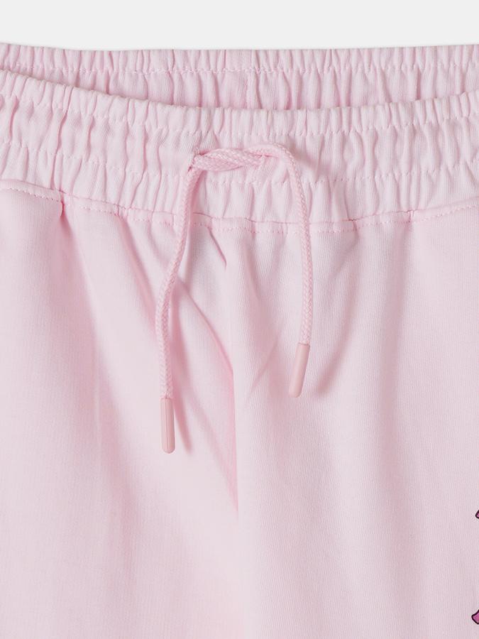 Girls Cotton Tapered Fit Drawstring Waist Cuffed Hem Joggers