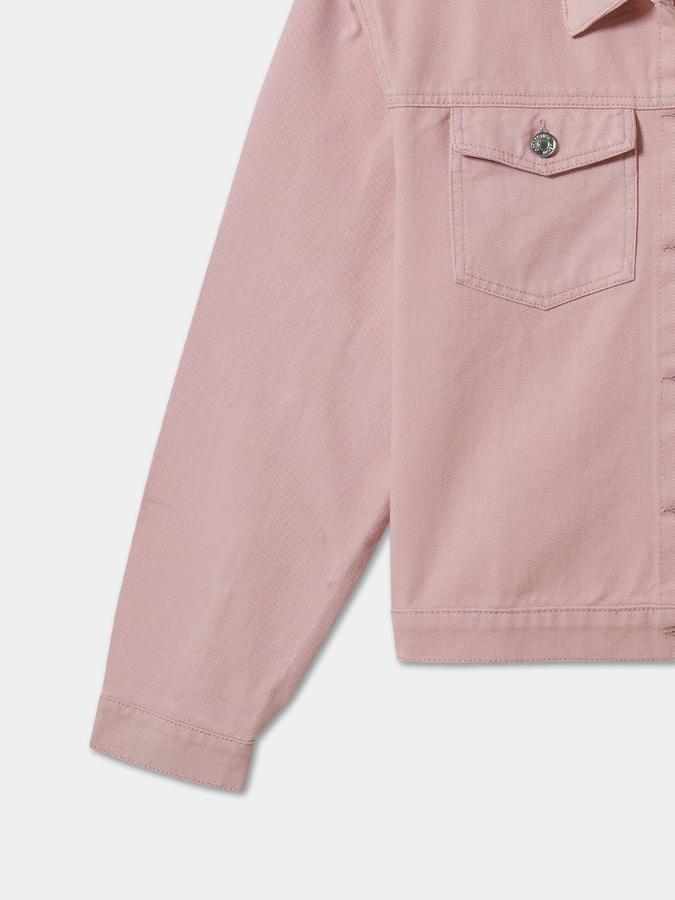 R&B Girls Pink Full Sleeves Solid Shirt Collar Jacket