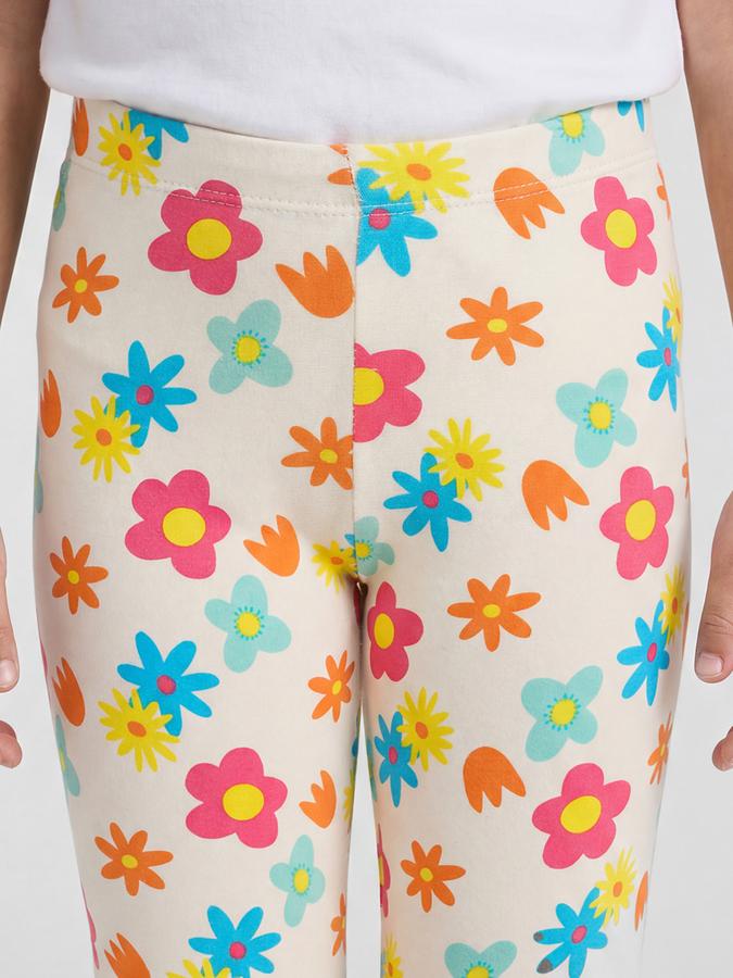 R&B Multi color Floral Printed Girls Leggings