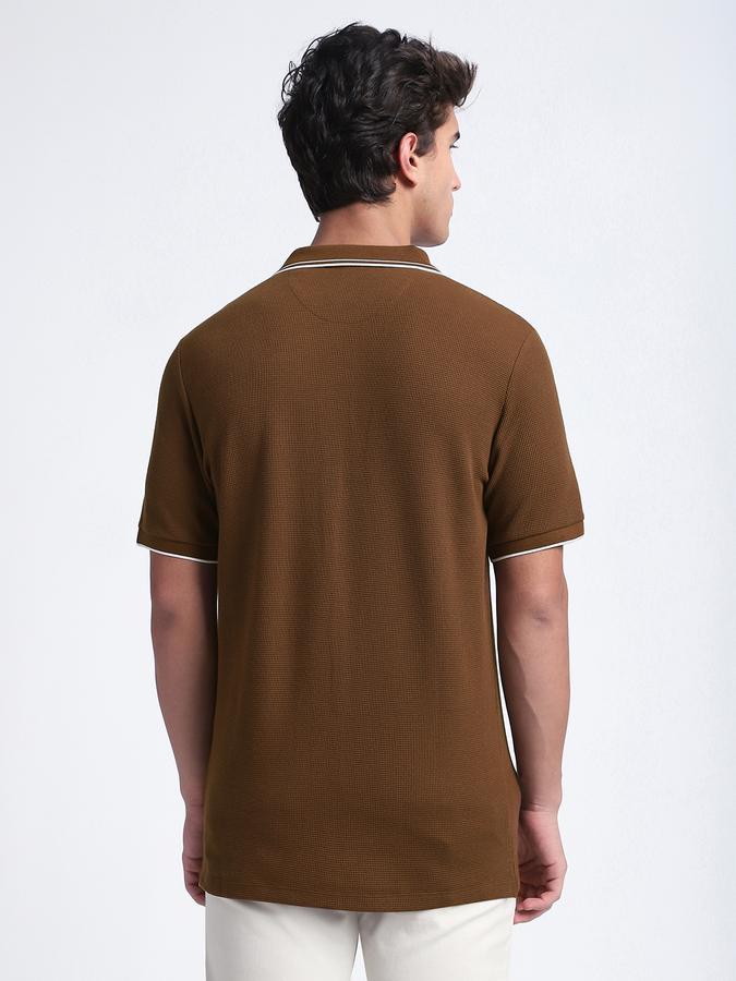 Men Cotton Blend Slim Fit Polo Neck Solid T-shirt