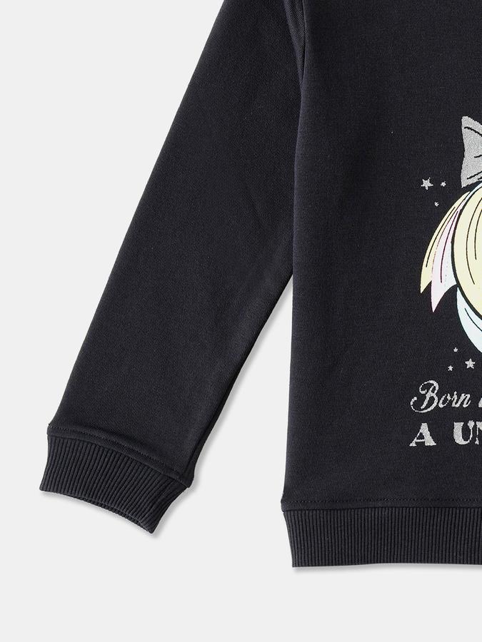 R&B Girls' Navy Printed Sweatshirt