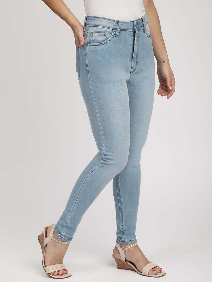 R&B Women Light Blue Solid Skinny-Fit Jeans