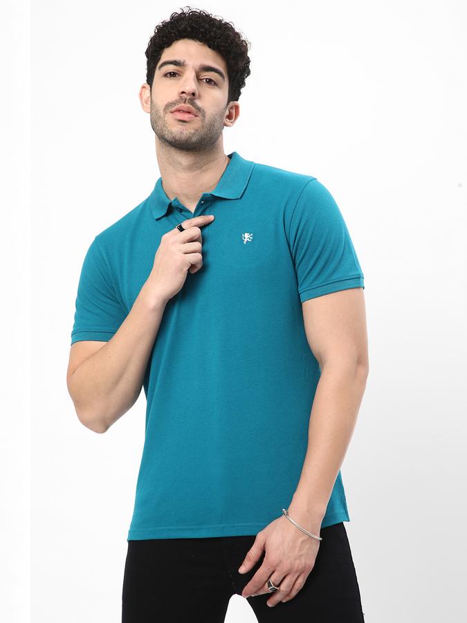 Men Cotton Regular Fit Polo Neck Solid T-shirt