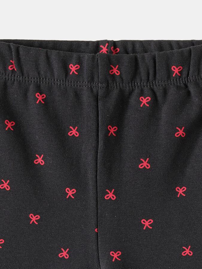 Girls Cotton Blend Skinny Fit Elastic Waist Printed Leggings