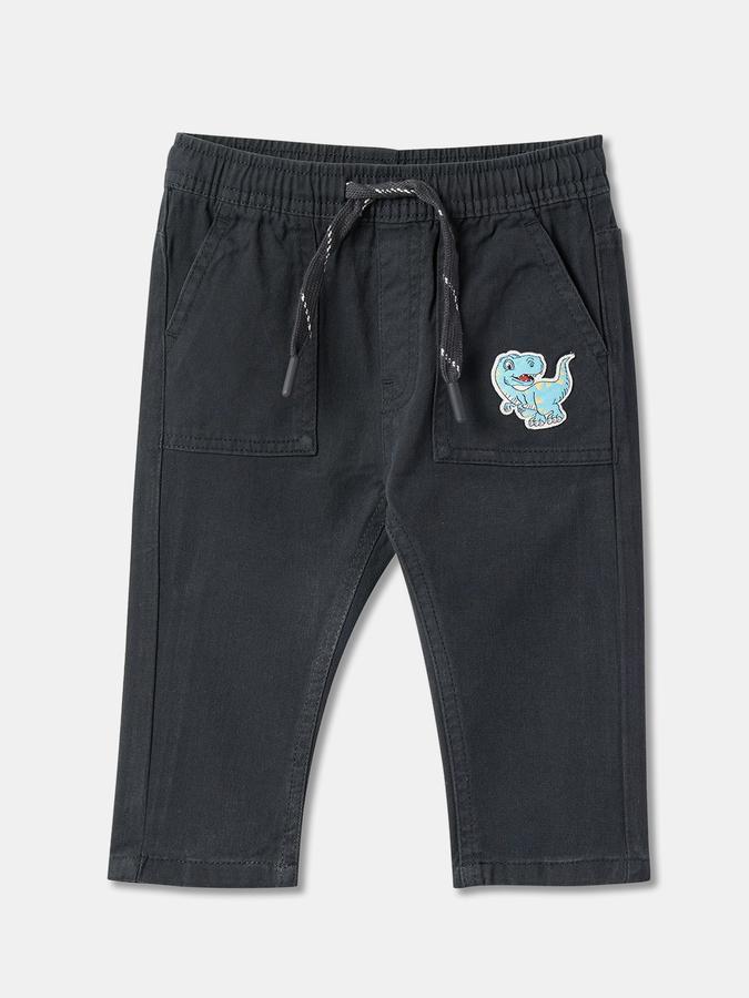 Boys Regular Fit Solid Elasticated Waist Trouser