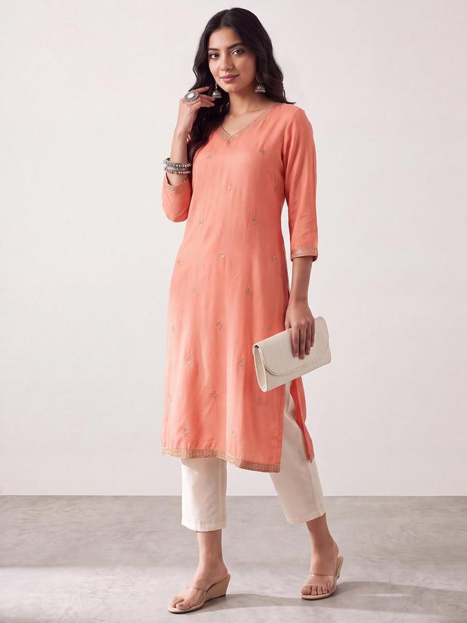 R&B Women Off White Solid Ethnic Narrow Pant