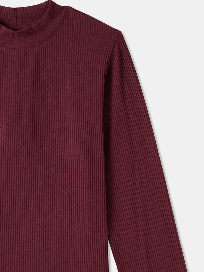 Girls Viscose Blend Regular Fit Mock Neck Solid T-Shirt