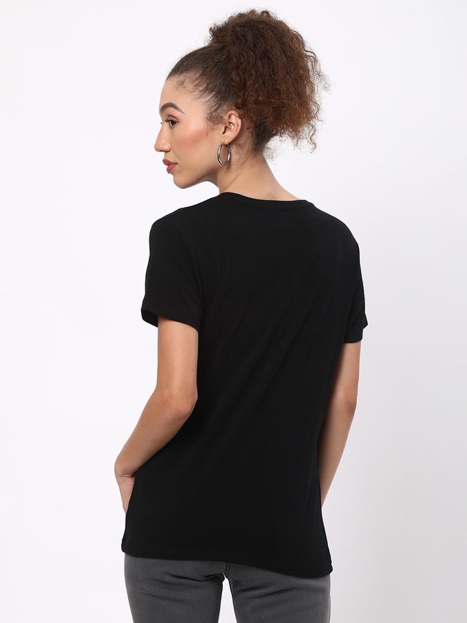 Women Cotton Regular Fit V-Neck Solid T-shirt