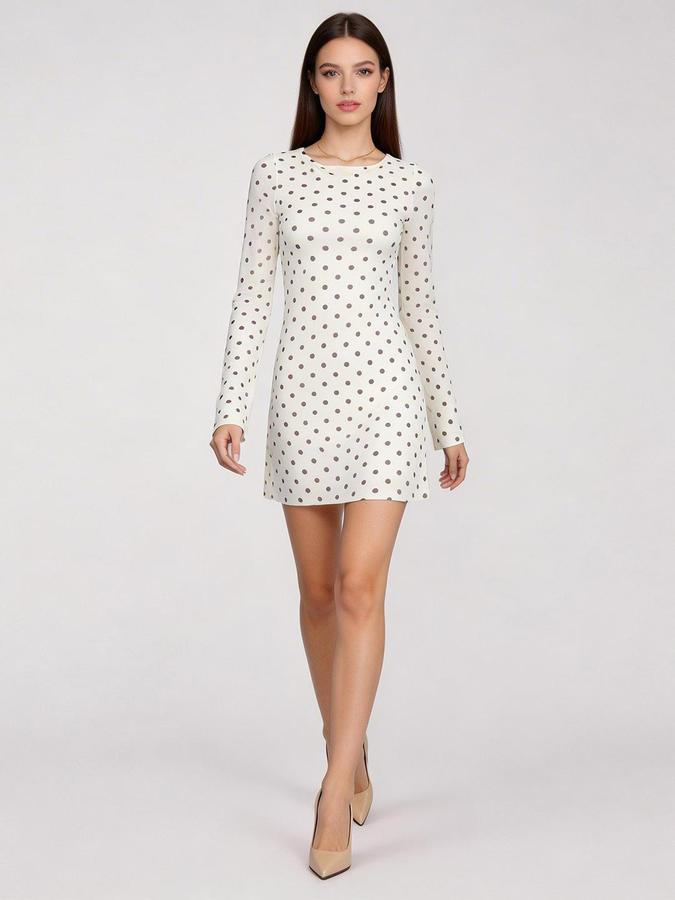 R&B Off White Printed Women Fitted Dress