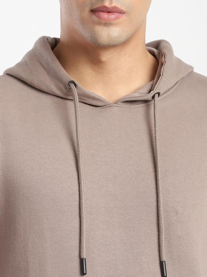Men Fleece Regular Fit Hooded Solid Sweatshirt