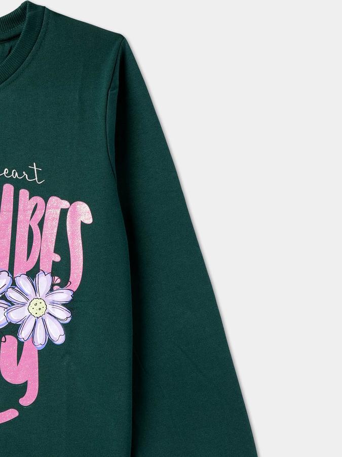 Girls Graphic Regular Fit Long Sleeve Crew Neck SweaT-Shirt