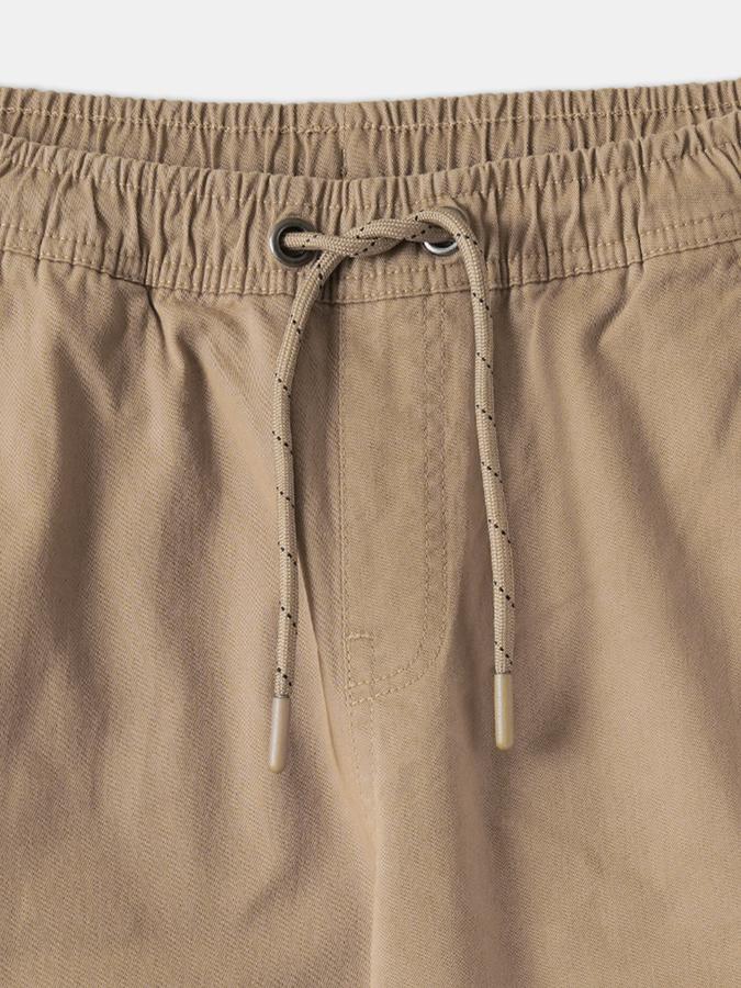 Boys Twill Regular Fit Drawstring Waist Clean Hem Trousers