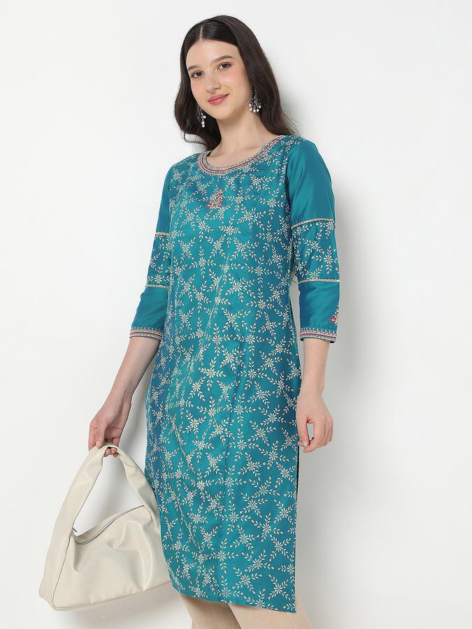 R&B Women's Teal Printed Kurta