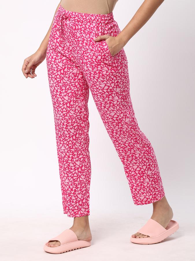 Women Rayon Regular Fit Drawstring Waist Printed Pajama Pants