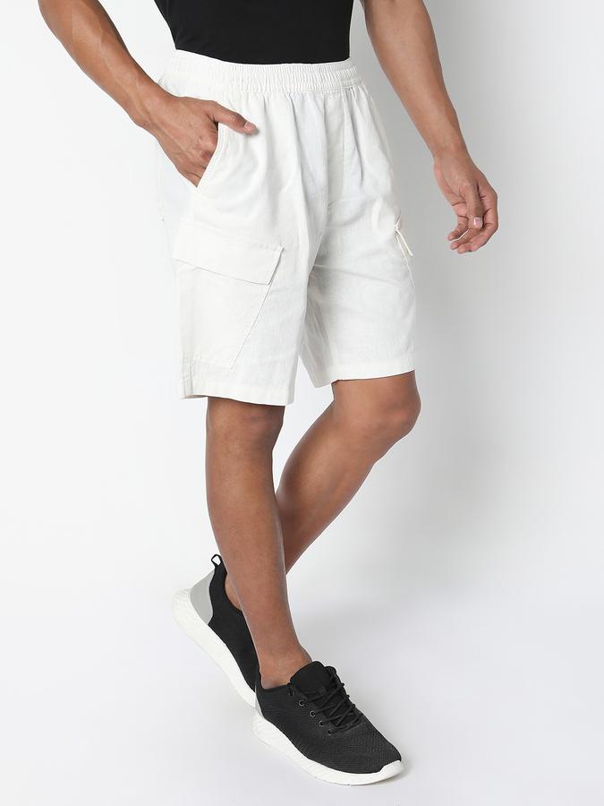 Boys Linen Regular Fit Elastic Waist Clean Hem Shorts
