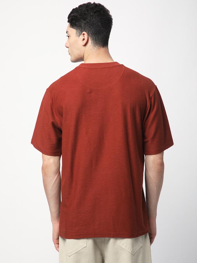 Men Cotton Regular Fit Crew Neck Textured T-shirt