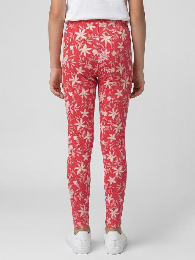 R&B Red Floral Printed Girls Leggings