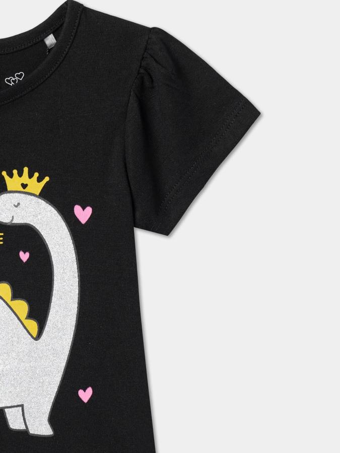 Girls Cotton Regular Fit Crew Neck Graphic T-shirt