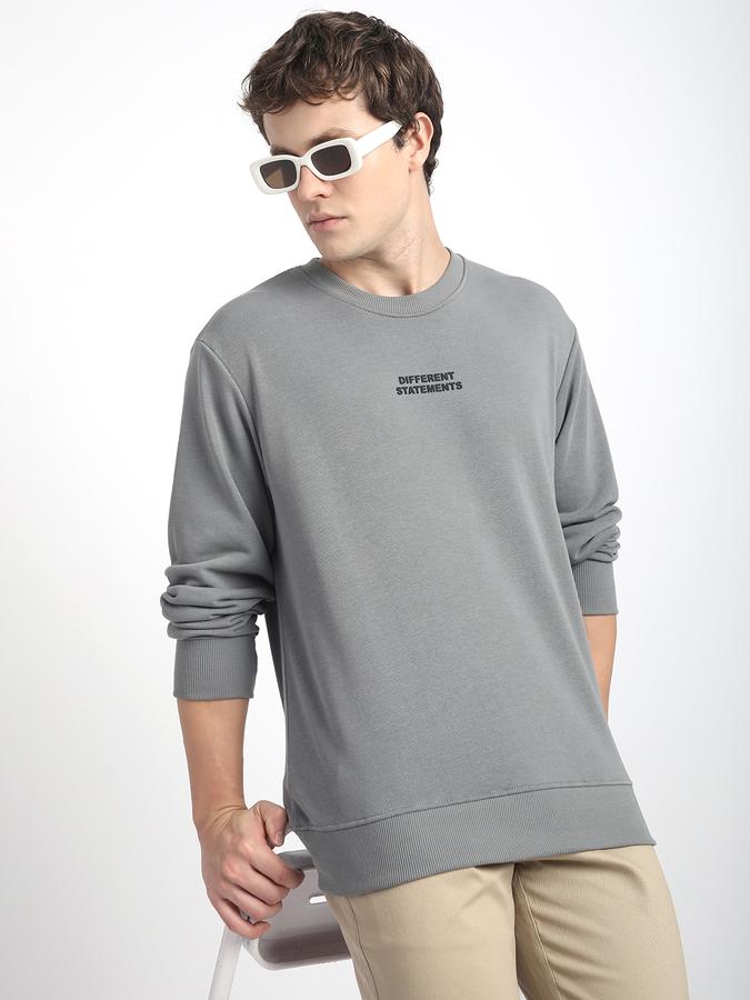 Men Cotton Blend Regular Fit Crew Neck Graphic Sweatshirt
