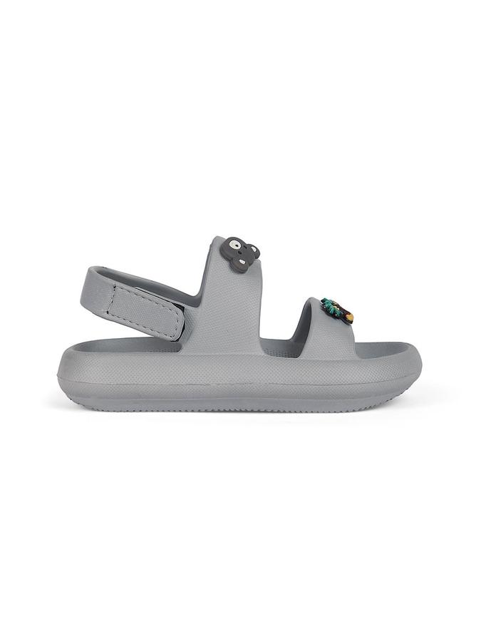 R&B Boys Grey Applique Work Sandal With Velcro Closure