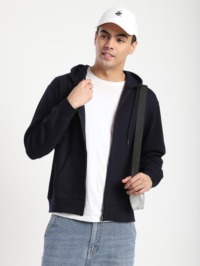 Men Fleece Regular Fit Hooded Jacket