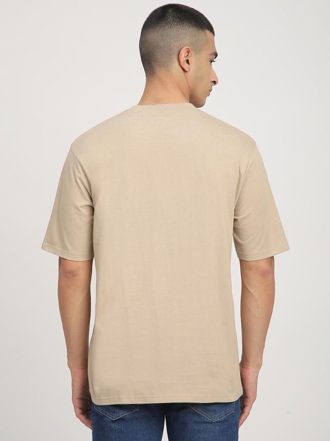 Men Cotton Relaxed Fit Crew Neck Typographic Print T-shirt