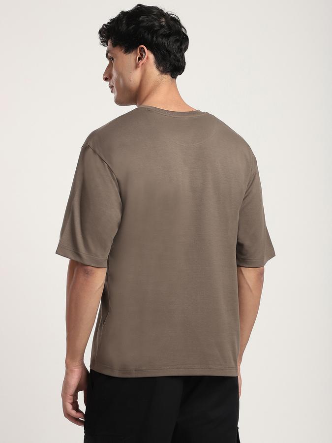 Men Cotton Blend Relaxed Fit Crew Neck Solid T-shirt