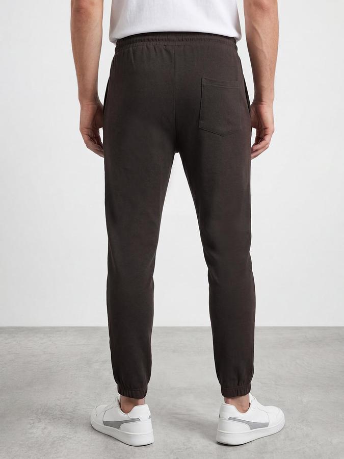 R&B Men Grey Melange Regular Fit Solid Track Pants 