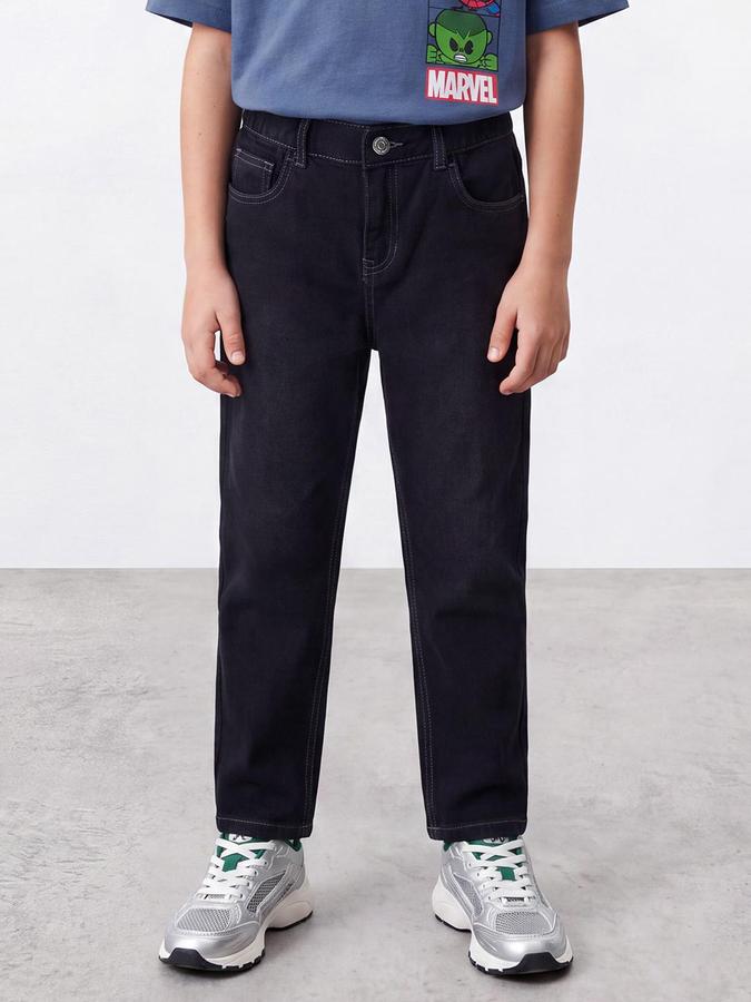 R&B Boys Black Solid Regular Fit Stretchable Jeans