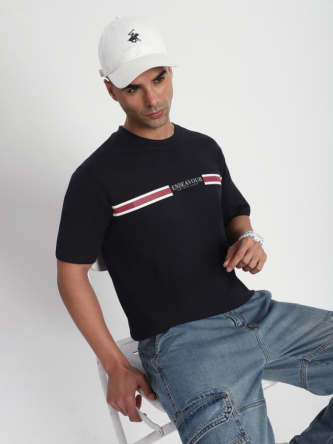 Men Cotton Relaxed Fit Crew Neck Graphic T-shirt