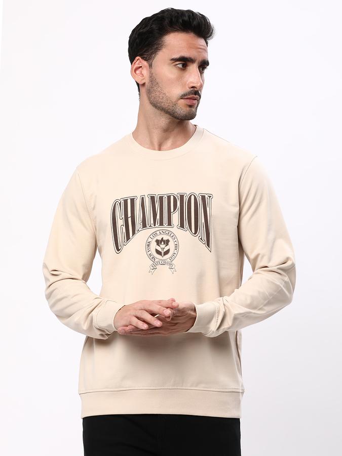 Men Regular Fit Typographic Print Round-Neck Sweatshirt image number 3