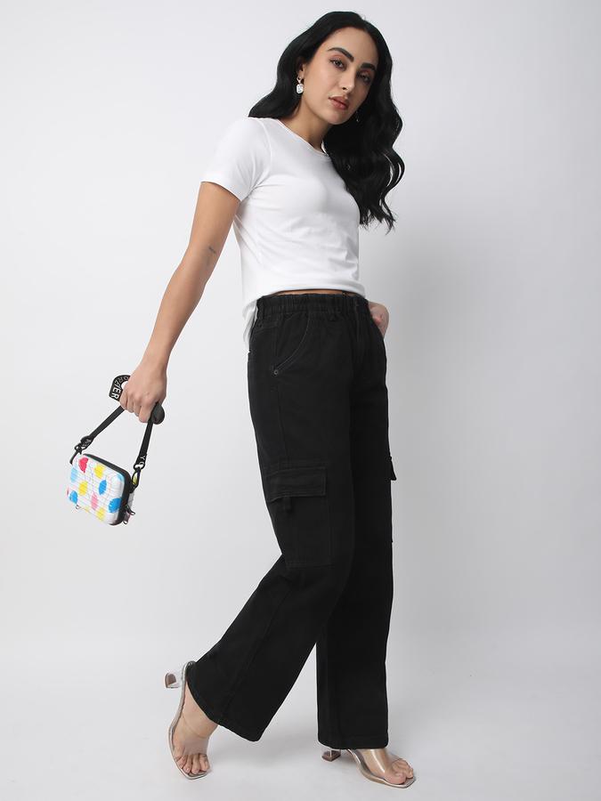 Women Cotton Relaxed Fit Crew Neck Solid T-shirt
