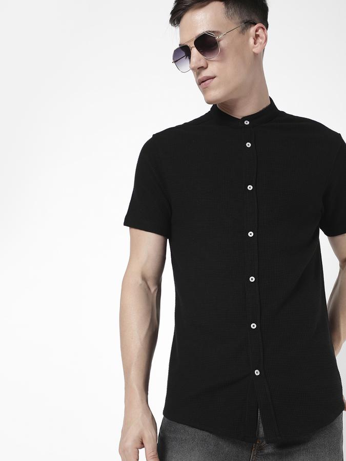 R&B Men Black Casual Shirts