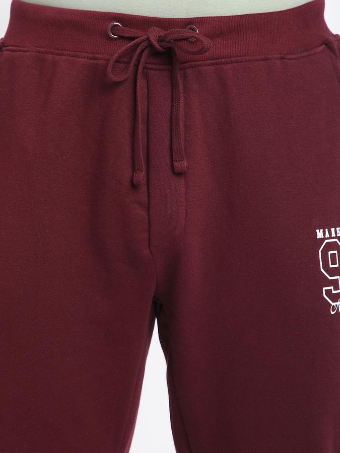 Men Fleece Regular Fit Drawstring Waist Cuffed Hem Trackpants