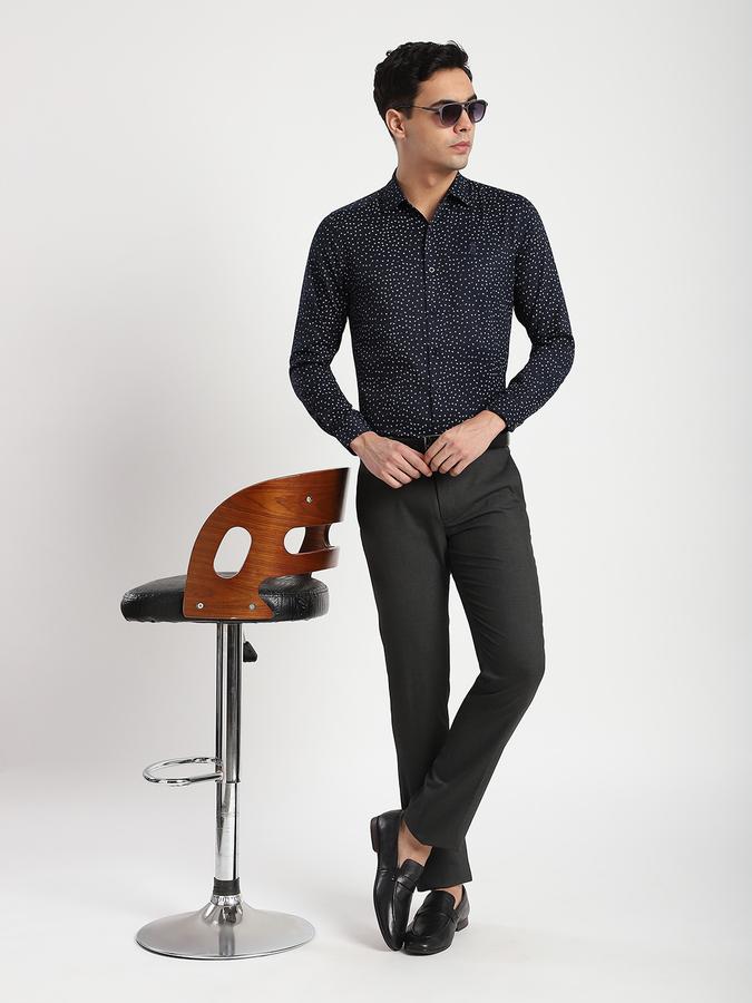 Men Polyester Blend Regular Fit Spread Collar Geometric Shirt