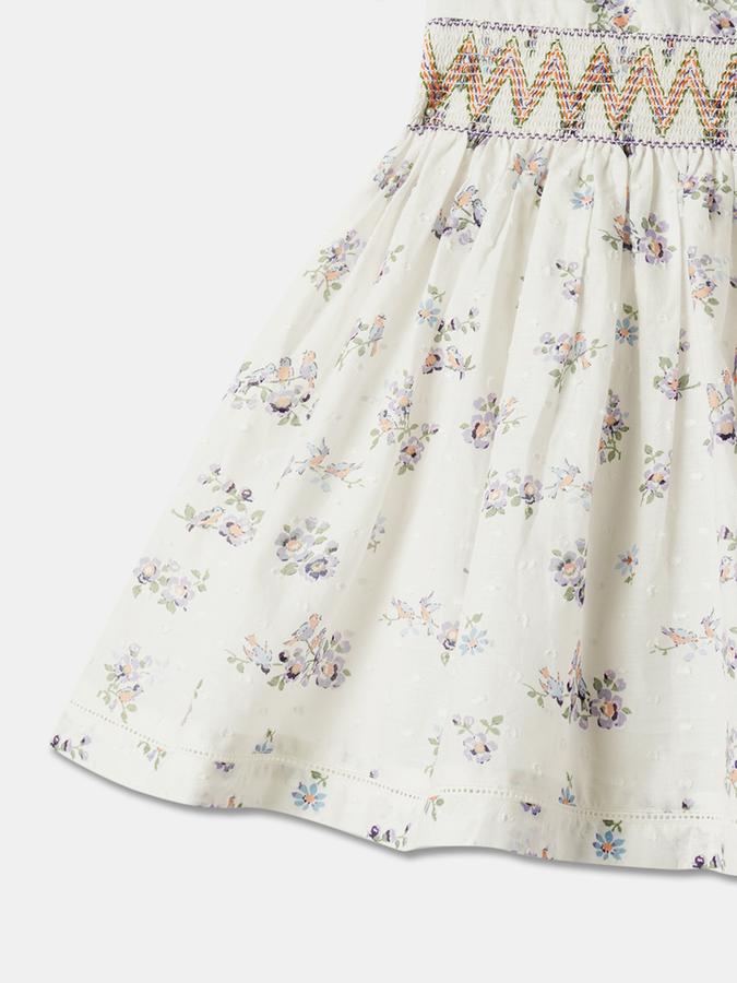 Printed A-Line Dress with Drawstrings image number 3