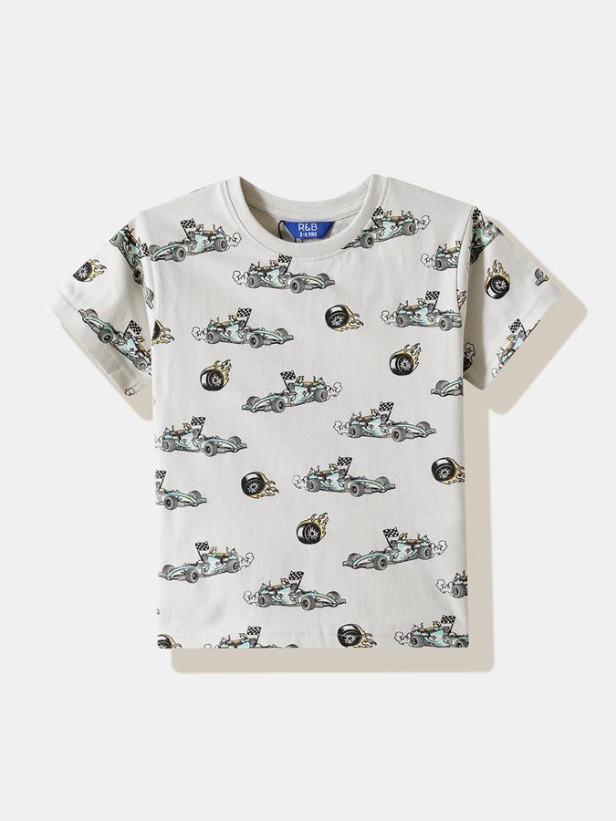 Boys Cotton Graphic T-Shirt And Graphic Print Shorts Set