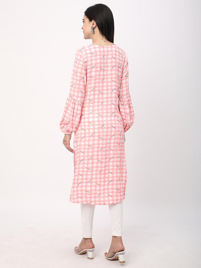 Women Rayon Regular Fit V Neck Printed Kurta