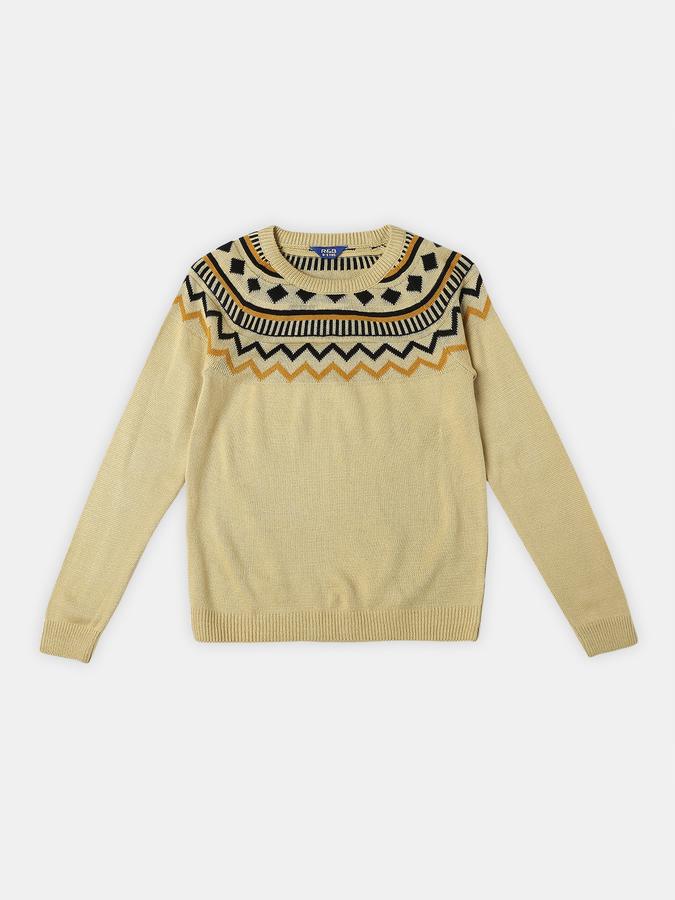 R&B Boys' White Printed Sweater