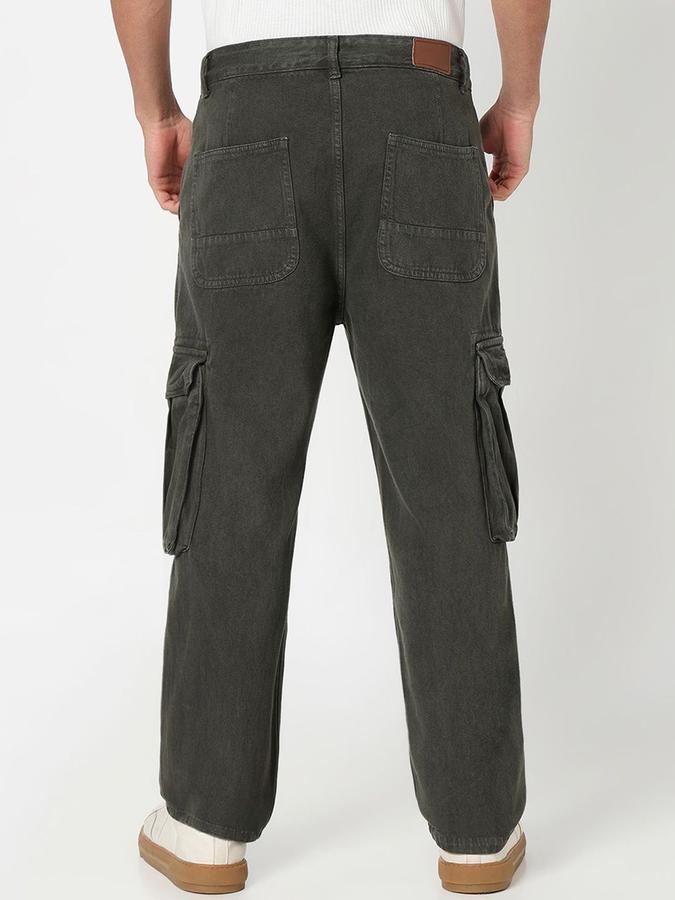 R&B Men Olive Relaxed Fit Mid-Rise Jeans
