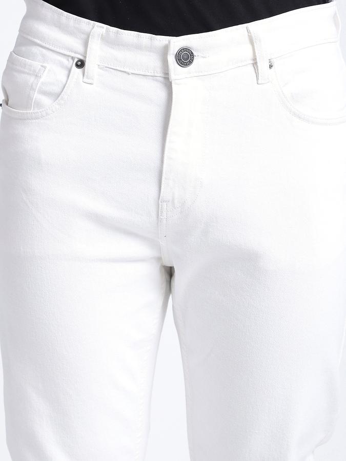 Men Cotton Blend Carrot Fit Five Pocket Washed Pants