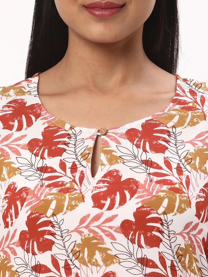 Women Leaf Print Straight Kurta image number 3