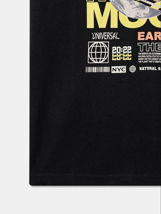 R&B Navy Blue Cotton Round Neck Printed Boy T-Shirt