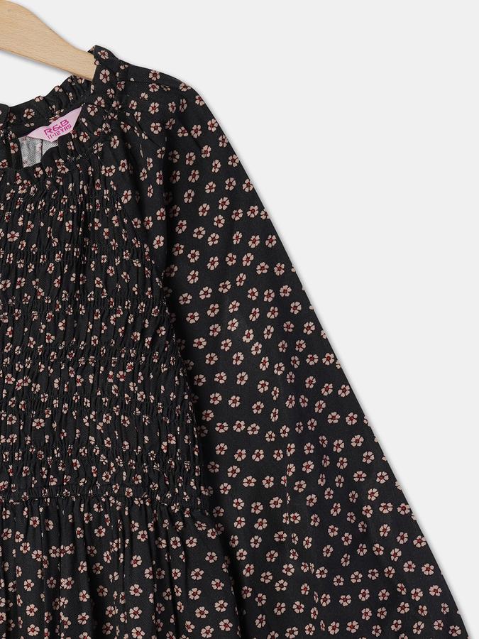 Girls Floral Print A-Line Dress image number 2