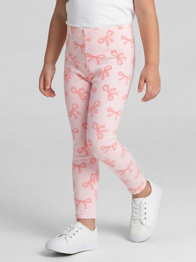 R&B Pink Conversational Printed Girls Leggings