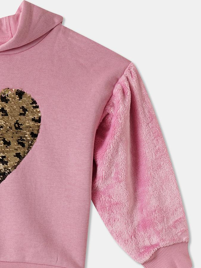 Girls Cotton Blend Regular Fit Hooded Graphic Hoodie