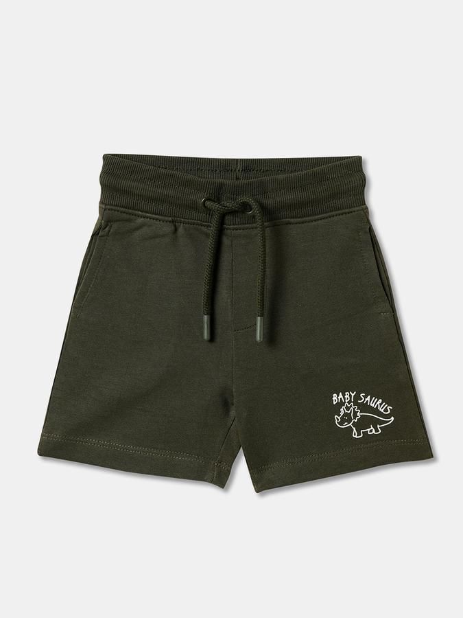 Boys Cotton Relaxed Fit Drawstring Waist Clean Hem Shorts