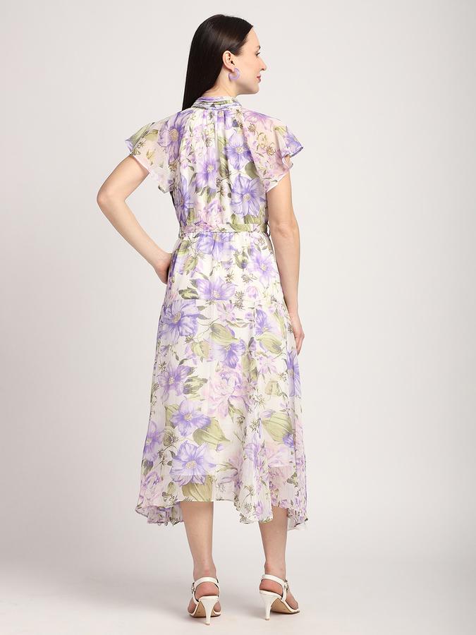 R&B Women Lilac Floral Print Midi Dress
