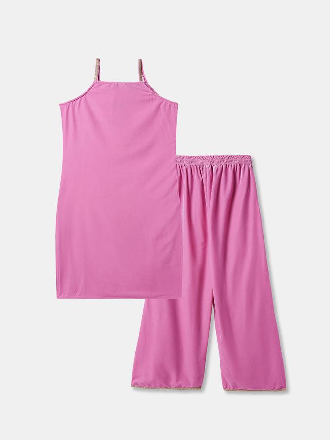 Women Poly Blend Solid Kurta and Palazzo Set